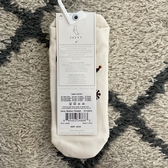 Cream and Brown Rudolph Grip Socks - Picture 2 of 2